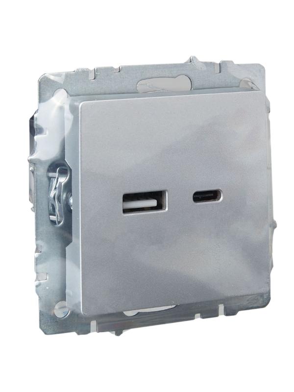 BRITE Розетка USB A+C 18Вт РЮ11-1-БрА алюминий | BR-U22-018-K47 | IEK — миниатюра 6