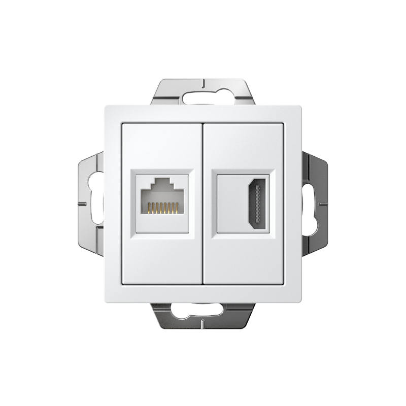 AtlasDesign Белый Розетка 2-ая HDMI+RJ45, кат.5Е, механизм | ATN000182 | SE — миниатюра 2