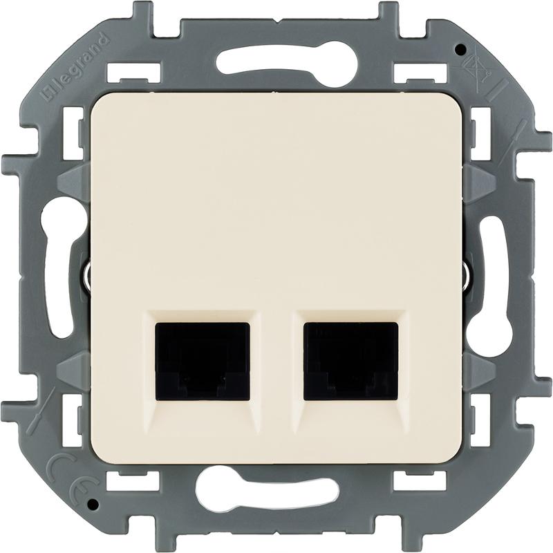 Inspiria Слоновая кость Розетка 2-ая компьютерная RJ45 С/У категория 6 UTP — миниатюра 5