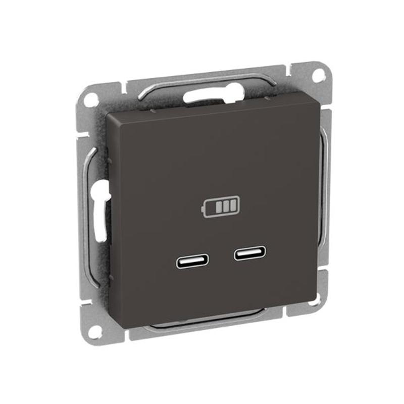 Механизм розетки USB-C - 2шт, мокко Эпика  |UP1-SOM-2USBC| EKF — миниатюра 3