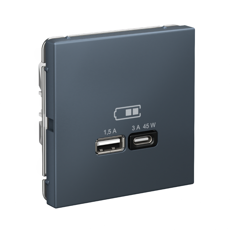 ArtGallery Грифель Розетка USB A + тип-C 45Вт высокоскор.заряд. QC, PD, механизм | GAL000729 | SE — миниатюра 2