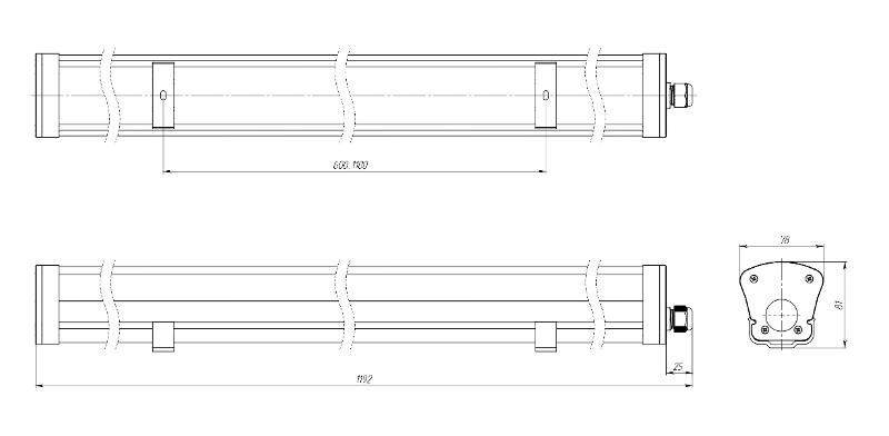 Светильник светодиодный LPO/LSP Mini-12 56Вт 6100Лм 5000K IP65 Аварийный — миниатюра 2