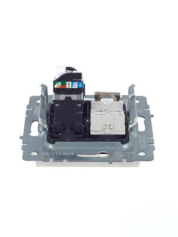 BRITE Розетка двойная RJ11+RJ45 кат.5E РК/Т12-БрЖ жемчужный  | BR-KT20-O-1-K36 | IEK — миниатюра 5