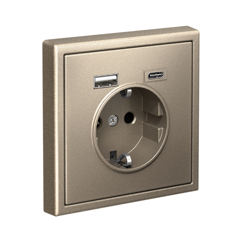ArtGallery Шампань Розетка 16А с 2 USB A+C, 5В/2,4А/3,0А, 2х5В/1,5А, механизм | GAL000532 | SE — миниатюра 4