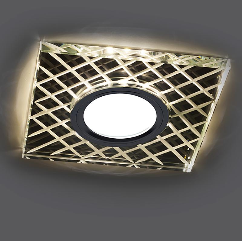 Светильник точечный встраиваемый под лампу, с LED подсветкой CD984 15LED*2835 SMD 4000K, MR16 50W G5.3, "квадрат", прозрачный, хром | 32572 | FERON — миниатюра 2