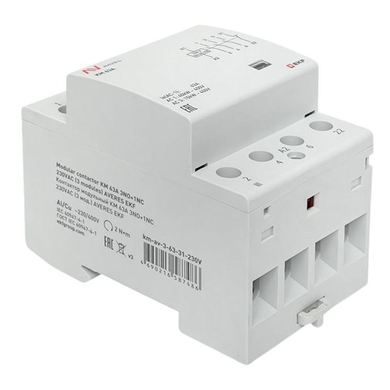 Контактор модульный КМ 63А 3NO+1NC 230VAC (3 мод.) AVERES | km-av-3-63-31-230V | EKF — миниатюра 9