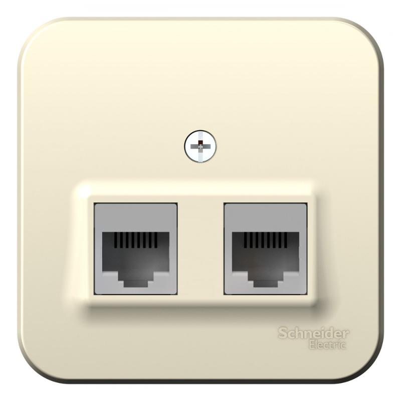 Blanca Молочный О/У с изолирующей пластиной Розетка 2-ая компьютерная RJ45, кат.5E | BLNIA045452 | SE — миниатюра 2