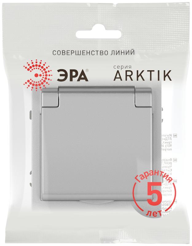 Розетка Arktik 16-2103-03 с заземлением 2P+E Schuko со шторками с крышкой 16А-250В алюминий | Б0070436 | ЭРА — миниатюра 3