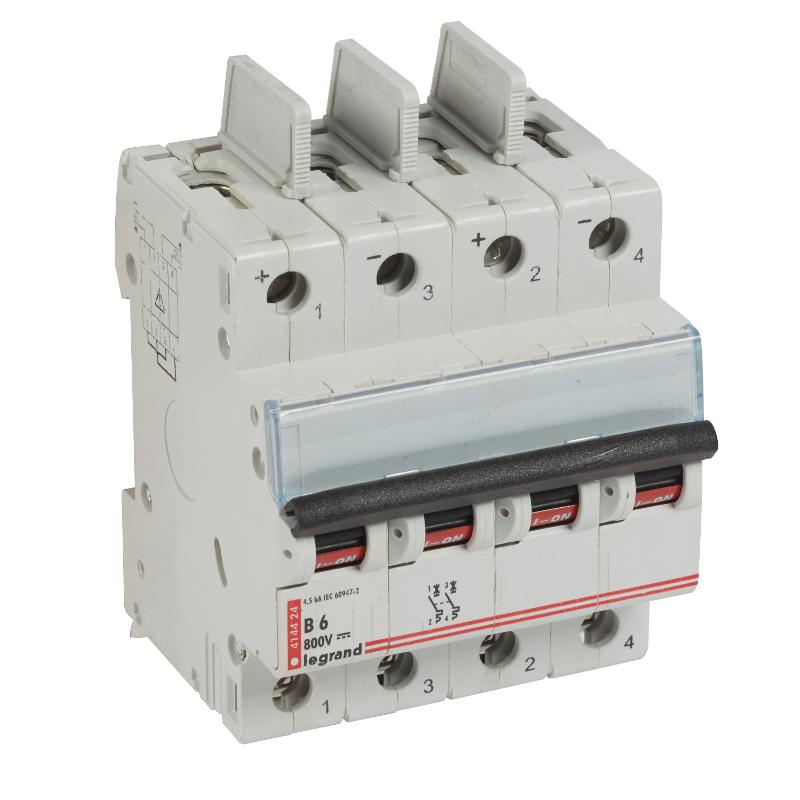 Выключатель автоматический двухполюсный DX3 DC 6А B 4,5кА (4 мод) | 414424 | Legrand — Legrand