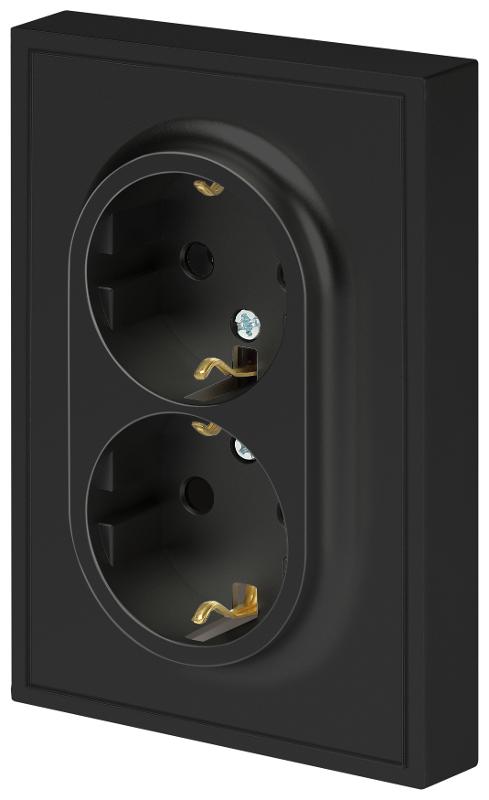 Розетка Galaxy 15-2105-05 с заземлением двойная 2X2P+E Schuko со шторками IP20 16А-250В антрацит | Б0070705 | ЭРА — миниатюра 3