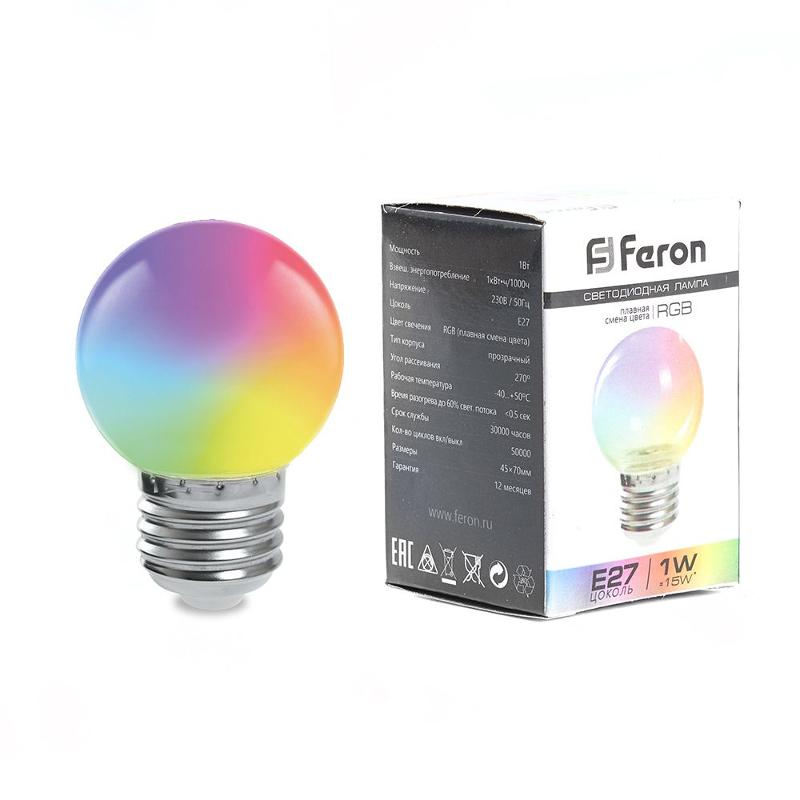 Лампа светодиодная LB-371 (3W) 230V E27 RGB для белт лайта G60 матовый быстрая смена цвета | 38127 | Feron — Feron