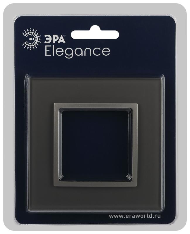 Рамка для розеток и выключателей Elegance 14-5101-16 на 1 пост, стекло, титан | Б0065833 | ЭРА — миниатюра 2