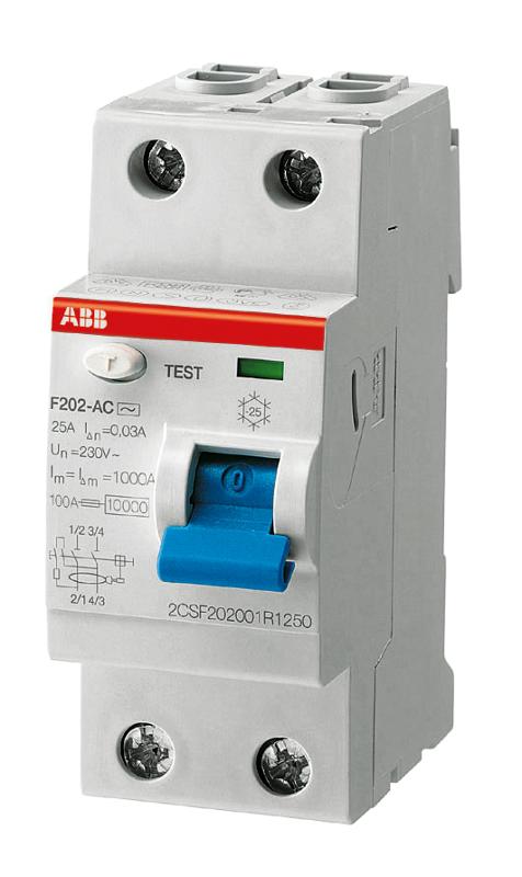 Выключатель дифференциальный (УЗО) F202 2п 40А 30мА тип A | 2CSF202101R1400 | ABB — ABB