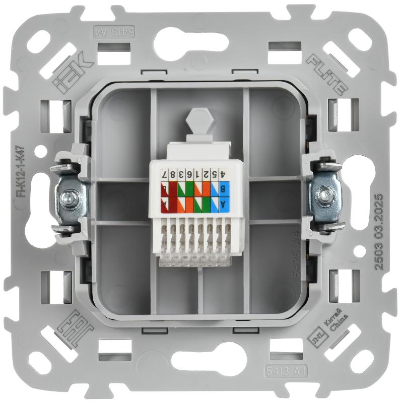 FLITE Розетка компьютерная RJ45 кат.5Е UTP РК5е-1-0-ФлА алюминий | FI-K12-1-K47 | IEK — миниатюра 3