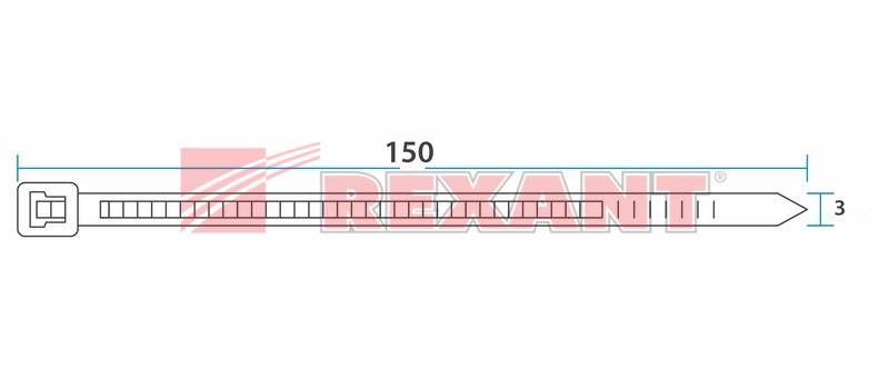 Стяжкa нейлонoвая 150 x 2,5 мм, белая (упак. 100 шт) | 07-0150 | REXANT — миниатюра 3