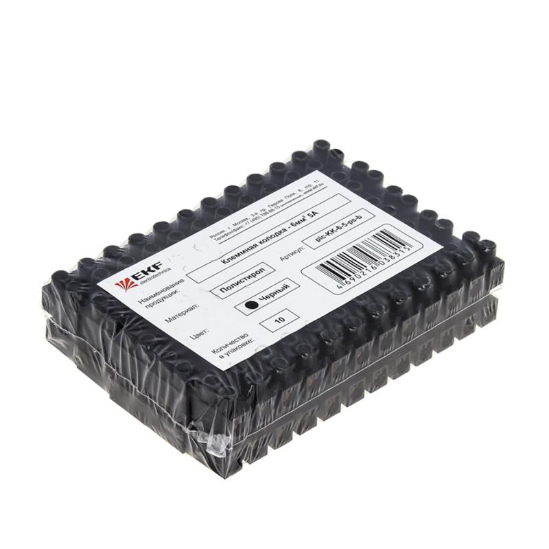 Клеммная колодка 10мм 10А полистирол черная (уп.10шт.) EKF PROxima | plc-KK-10-10-ps-b | EKF — миниатюра 2