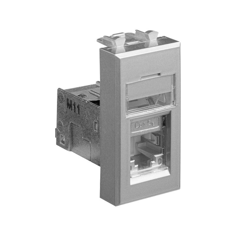 Компьютерная розетка RJ-45 модульная, кат.5е экранированная,"Avanti","Закаленная сталь", 1 модуль | 4404361 | DKC — миниатюра 5