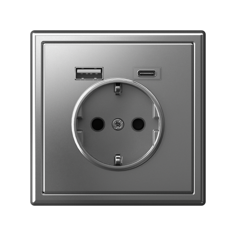 ArtGallery Сталь Розетка 16А с 2 USB A+C, 5В/2,4А/3,0А, 2х5В/1,5А, механизм | GAL000932 | SE — миниатюра 5
