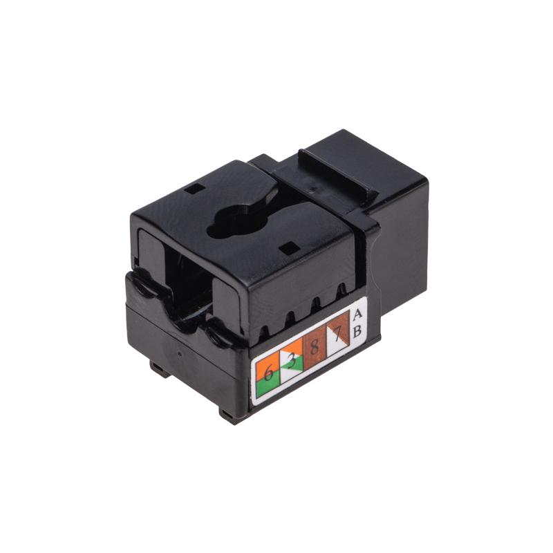 Модуль Keystone Jack RJ-45(8P8C), UTP неэкранированный, CAT 6, тип 90 градусов, черный REXANT PRO | 02-0255 | REXANT — REXANT