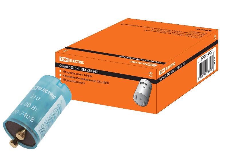 Стартер S10 4-80Вт 220-240В мед. контакты  | SQ0351-0022 | TDM — TDM ELECTRIC