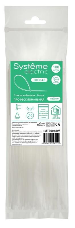 Стяжка кабельная 300х4.8 Белая (100шт) | IMT30048W | SE — Systeme Electric