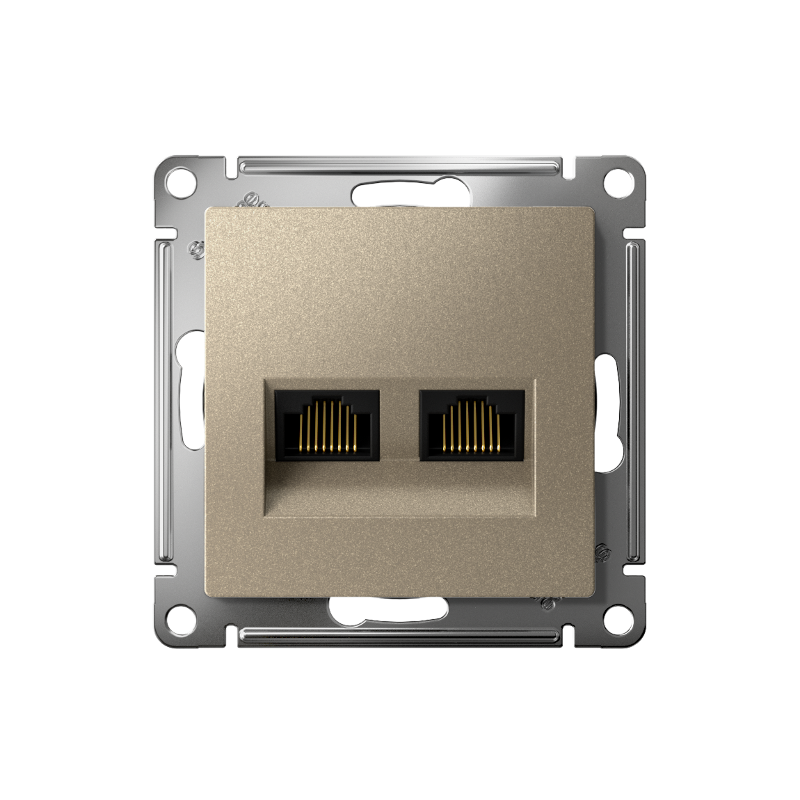 AtlasDesign Шампань Розетка 2-ая компьютерная RJ45+RJ45, кат.5E, механизм | ATN000585 | SE — миниатюра 3
