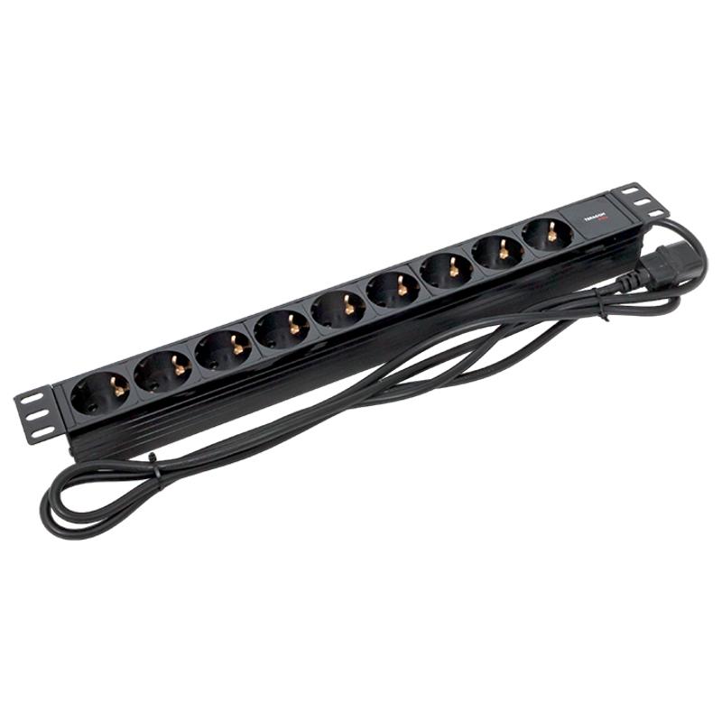 Блок розеток PDU TERACOM PRO 19" 1U 10А/250В 9 розеток Schuko 2 м 3x1,5 мм2 вилка C14 | TRP-HPD-PL-10A-9SH-2MC14 | EKF — миниатюра 5
