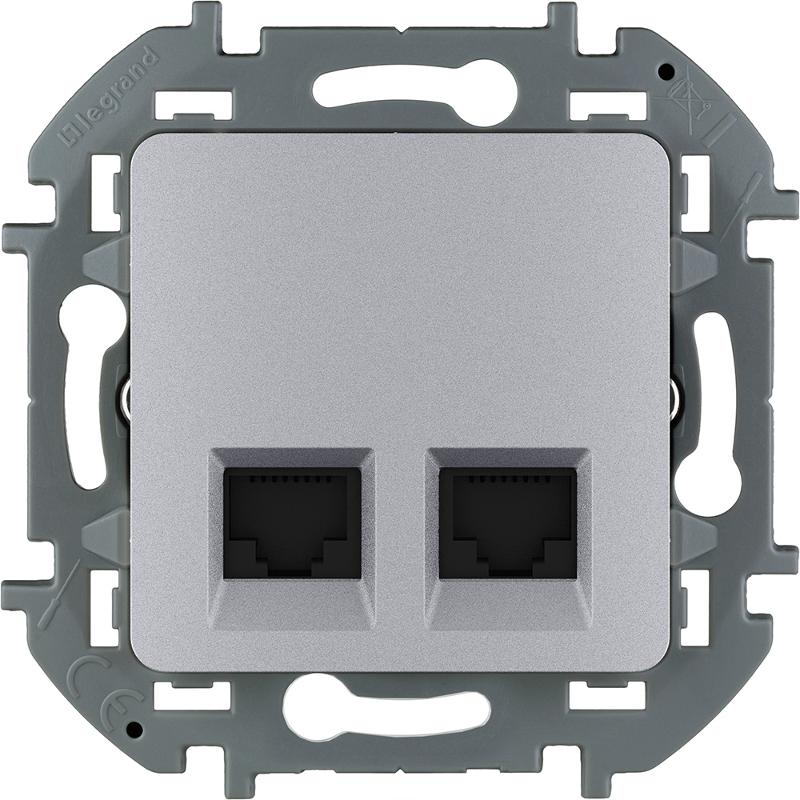 Inspiria Алюминий Розетка 2-ая компьютерная RJ45 С/У категория 6 UTP — миниатюра 5