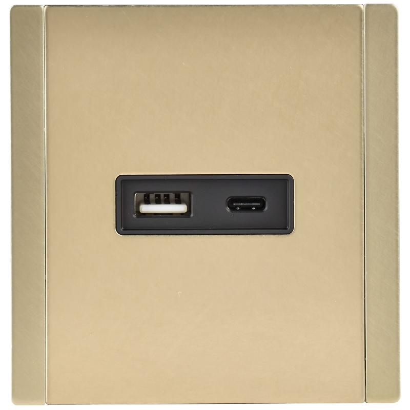FORTE&PIANO Розетка USB A+C 18Вт FP651M металл шампань  | FP-U22-018-M-K37 | IEK — миниатюра 2
