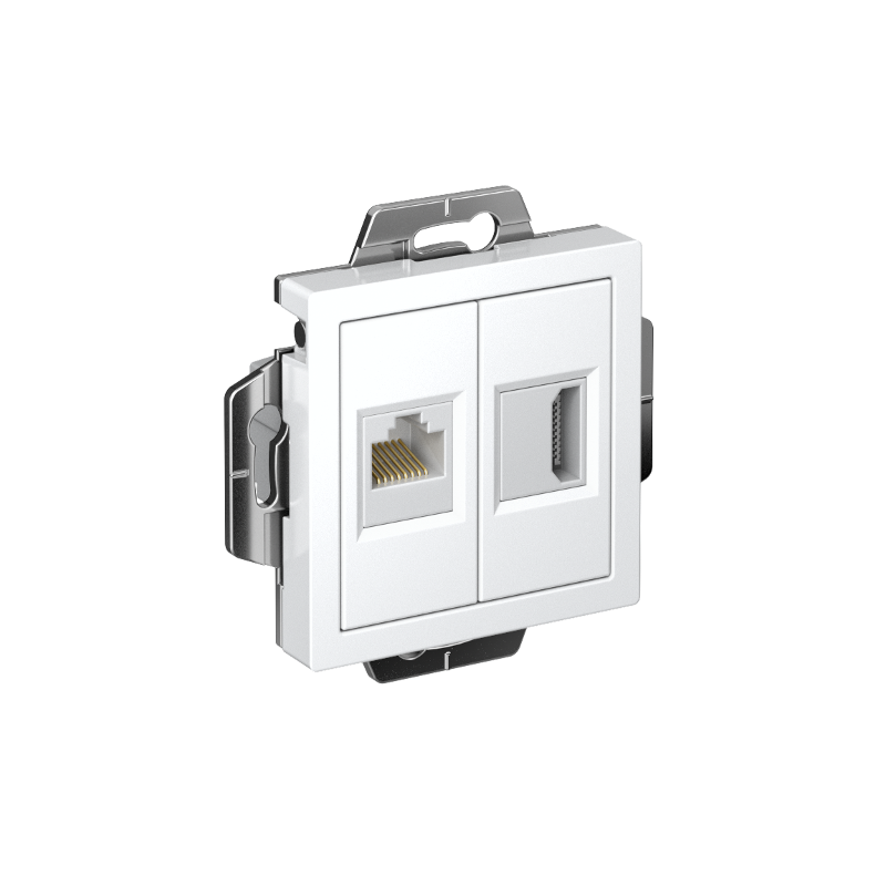 AtlasDesign Белый Розетка 2-ая HDMI+RJ45, кат.5Е, механизм | ATN000182 | SE — миниатюра 1