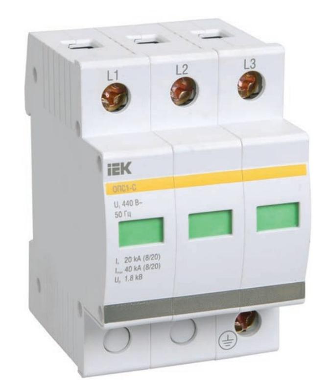 Ограничитель импульсного перенапряжения ОПС1-C 3Р In=20kA Un=400B Im=40kA | MOP20-3-C | IEK — миниатюра 3