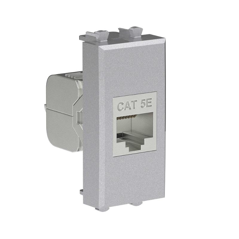 Компьютерная розетка RJ-45 без шторки модульная, кат.5е экранированная, "Avanti", "Закаленная сталь", 1 модуль | 4404761 | DKC — миниатюра 2