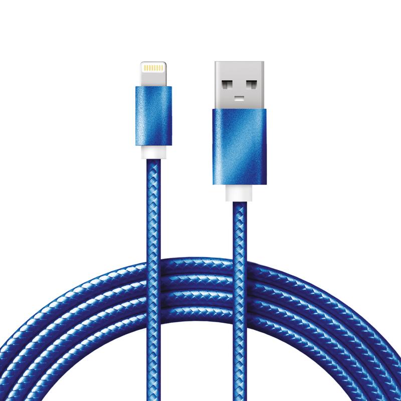 Кабель REXANT USB-Lightning 1 м, синяя нейлоновая оплетка |18-7052 | REXANT — REXANT