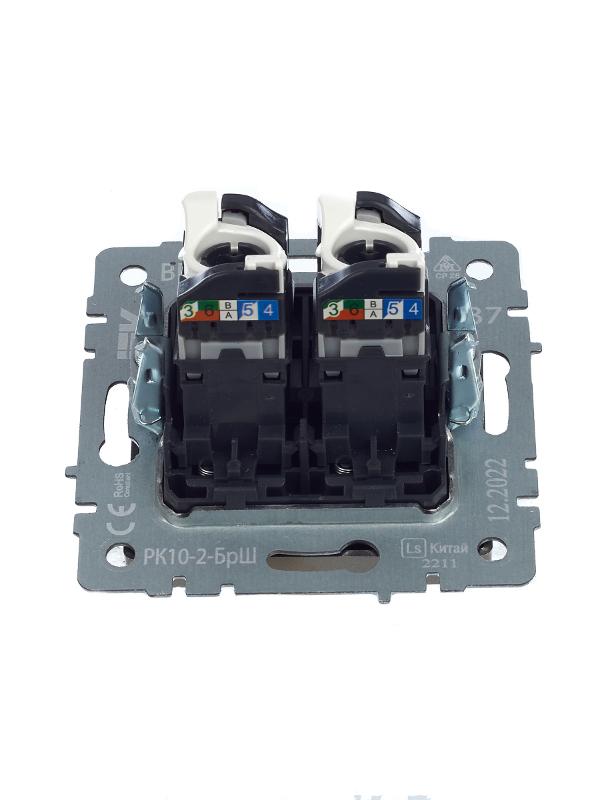 BRITE Розетка компьютерная 2-ая RJ45 кат.5E РК10-2-БрШ шампань | BR-K20-1-K37 | IEK — миниатюра 10