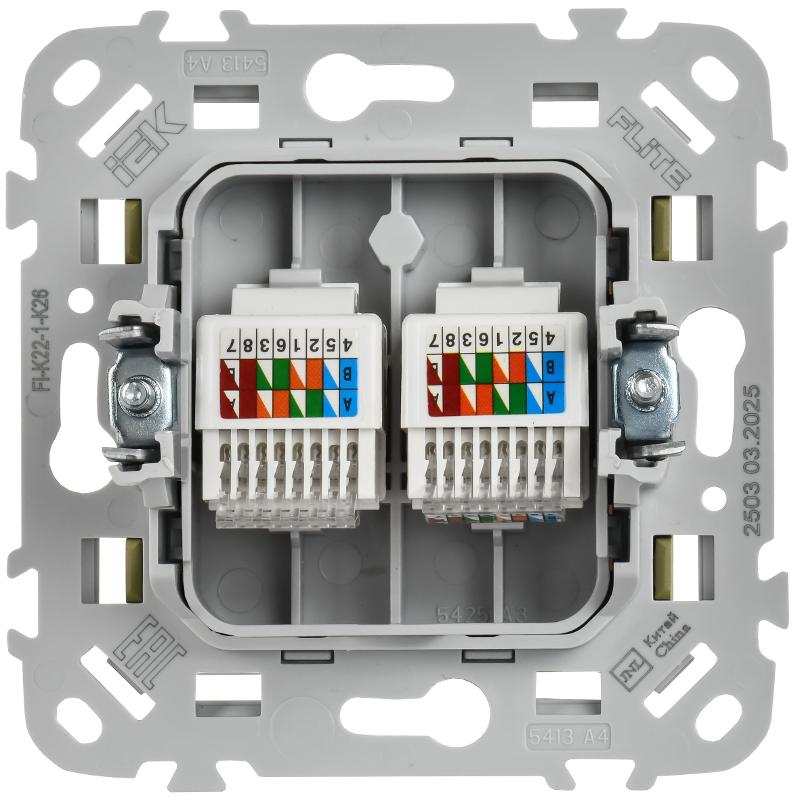 FLITE Розетка 2-ая компьютерная RJ45 кат.5Е UTP РК5е-2-0-ФлО оливковый | FI-K22-1-K26 | IEK — миниатюра 3