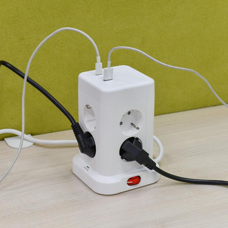 DOMINIC Удлинитель У08K 1,5м 3х1мм2 USB A+C 20Вт бел | DN-YP30-16-08-01-ZKU-K01 | IEK — миниатюра 8
