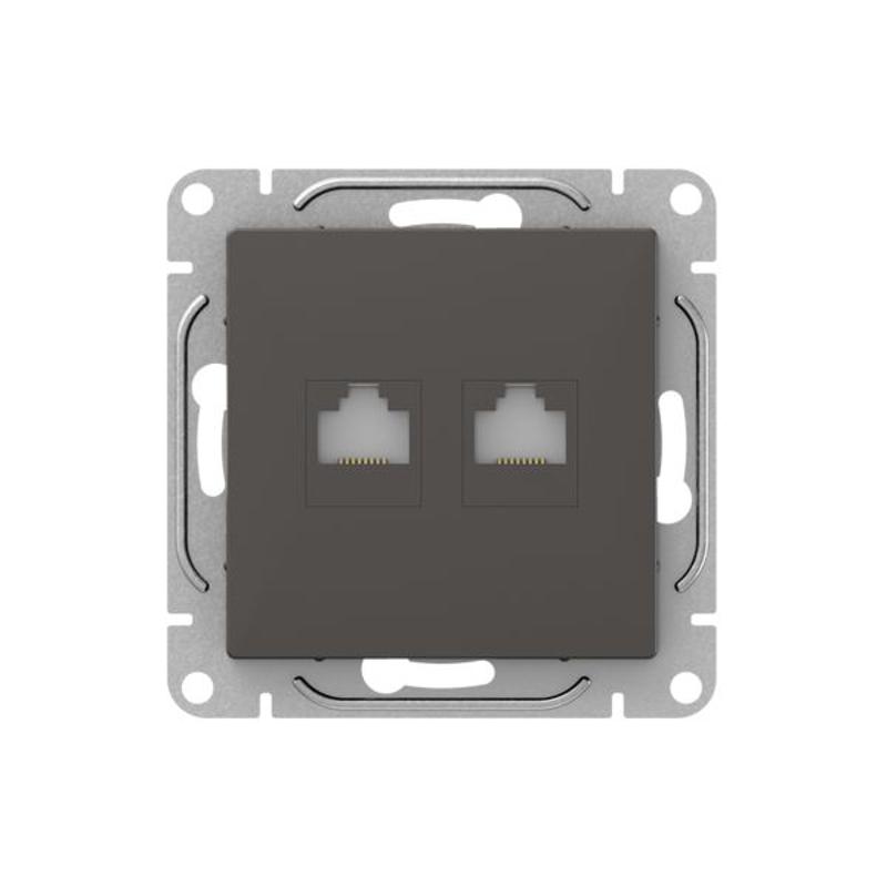 Механизм розетки RJ45 - 2шт, (cat6), мокко Эпика  |UP1-SOM-2RJ45-6| EKF — EKF