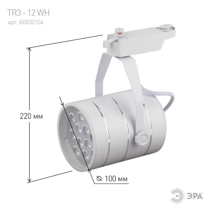 Светильник светодиодный трековый TR3 - 12 WH 12Вт белый SMD | Б0032106 | ЭРА — миниатюра 3