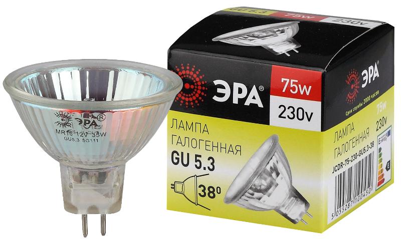 Лампа галогенная 75Вт 220В GU5.3 JCDR (MR16) | C0027366 | ЭРА — ЭРА (Энергия света)