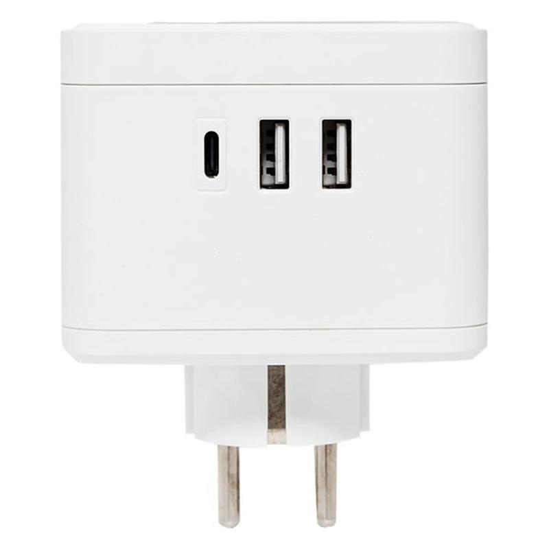 Тройник "Куб" 2 гнезда 2USB 2,4А+Type C + Ночник | UBA-CUB-T2-TC | EKF — миниатюра 9