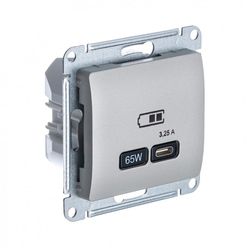 Glossa Платина USB Розетка тип-C 65W высокоскор.заряд. QC PD | GSL001227 | SE — Systeme Electric
