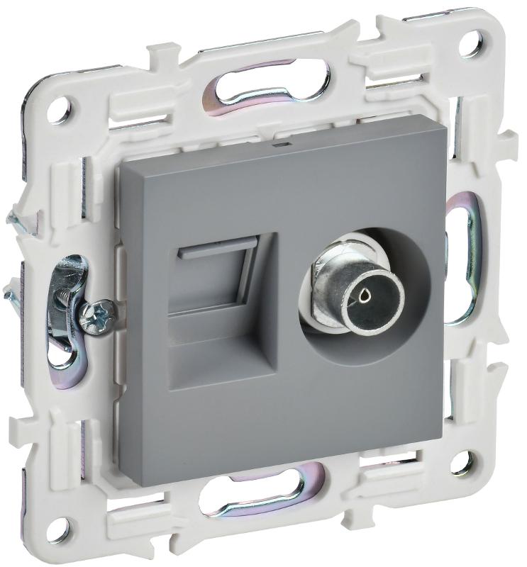 SKANDY Розетка двойная TV+RJ45 кат.5E SK-A14Gr серый | SK-AK20-1-K03 | IEK — IEK (ИЭК)