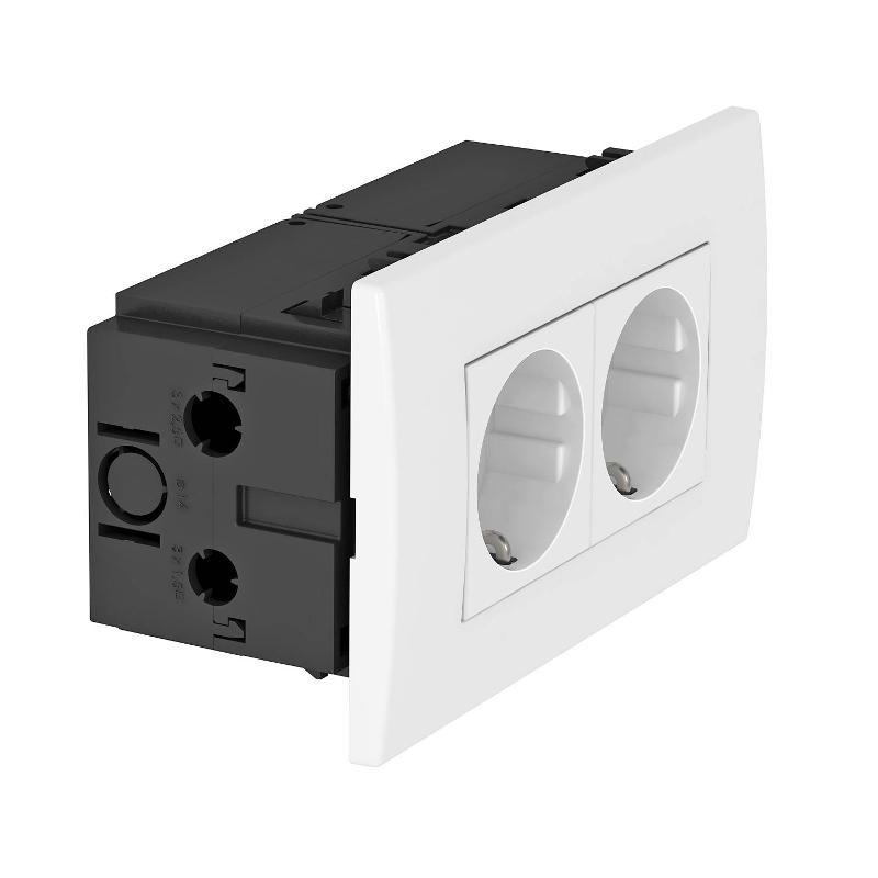 Укомплектованный розеточный блок AR45 (2xModul45,84x140x59 мм,белый) (SDE-RW D0RW2) | 6119407 | OBO Bettermann — OBO Bettermann