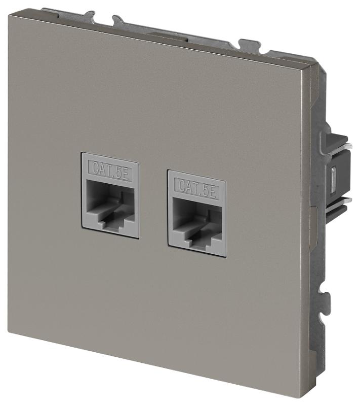 Розетка Galaxy 15-3108-07 информационная двойная 2XRJ45 IP20 титан | Б0070768 | ЭРА — миниатюра 2