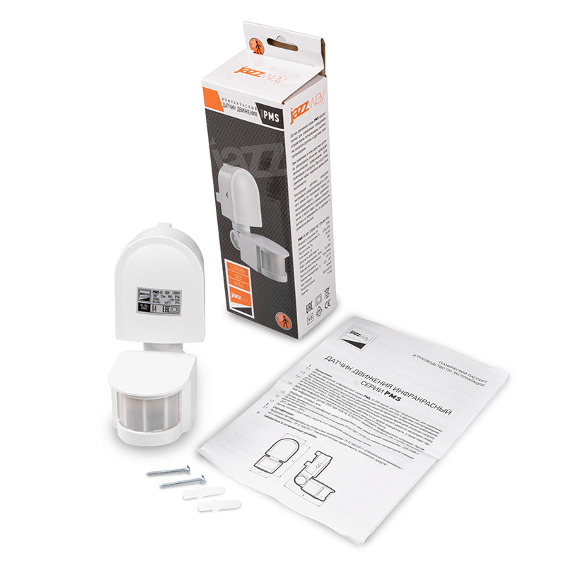 Датчик движения PMS-IR 008 1200Вт 180° 12м WH IP44 | .5012899 | Jazzway — миниатюра 6