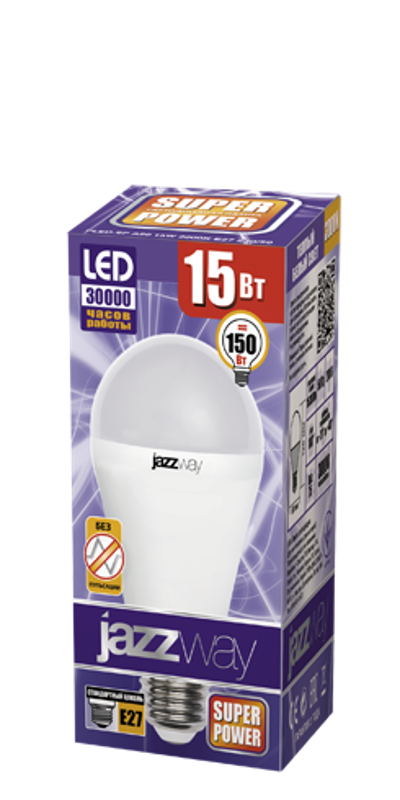 Лампа светодиодная LED 15Вт Е27 220В 3000К PLED- SP A60 груша | 2853028 | Jazzway — миниатюра 2