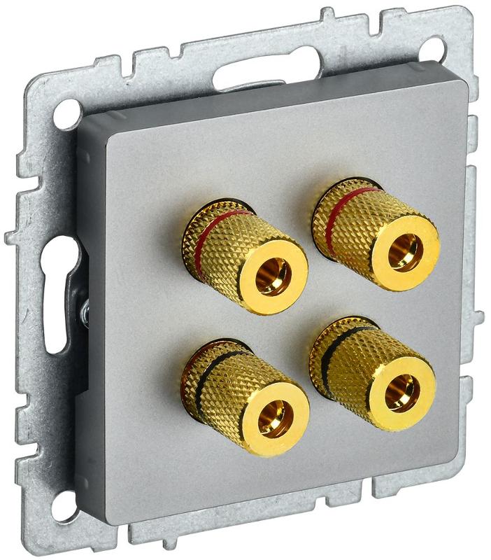 BRITE АудиоРозетка 4-местная РА10-БрС сталь | BR-S40-K46 | IEK — миниатюра 1