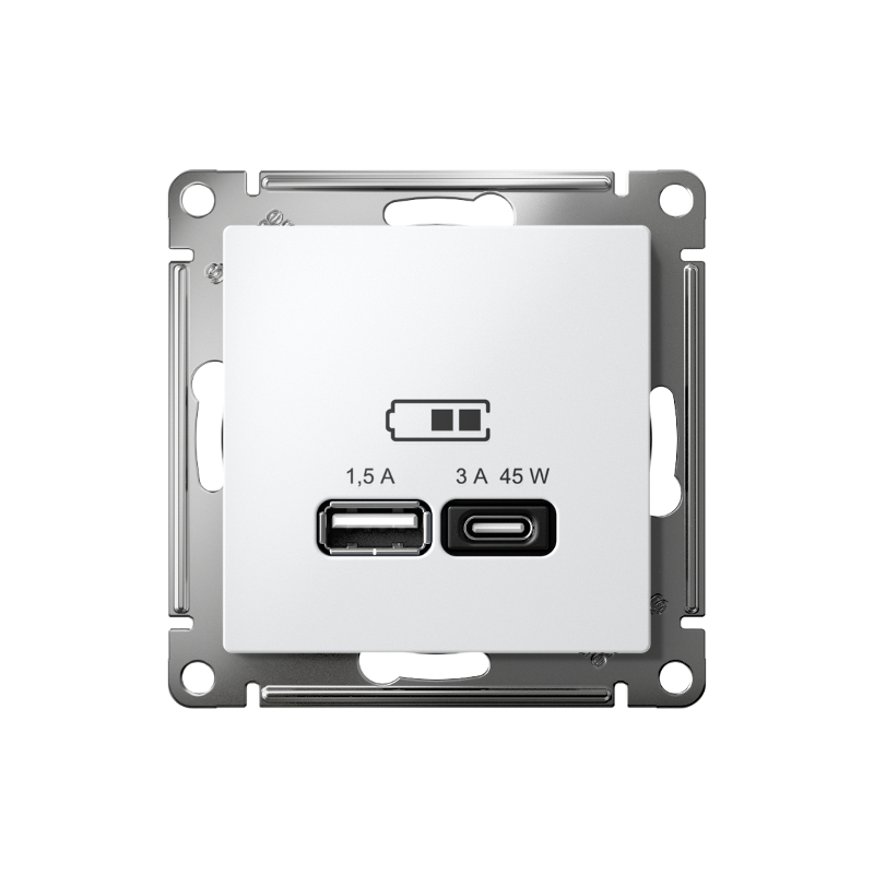 AtlasDesign Лотос USB Розетка A + тип-C 45Вт высокоскоростной заряд QC, PD, механизм | ATN001329 | SE — миниатюра 2