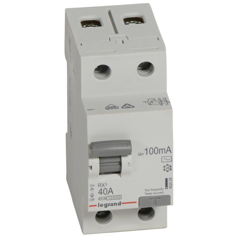 Выключатель дифференциальный (УЗО) RX3 2п 40А 100мА тип AC | 402029 | Legrand — Legrand