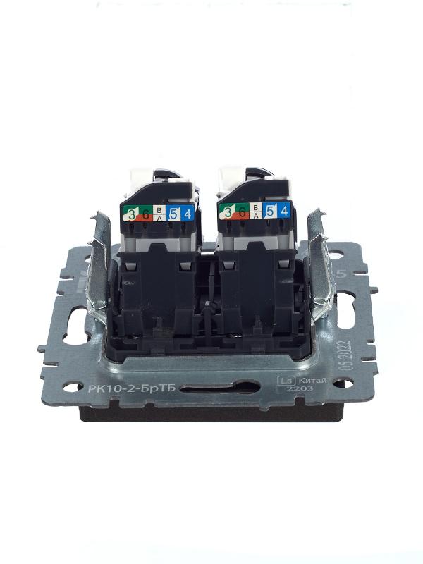 BRITE Розетка компьютерная 2-ая RJ45 кат.5E РК10-2-БрТБ темная бронза  | BR-K20-1-K45 | IEK — миниатюра 6
